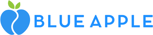 Blue Apple horizontal long logo